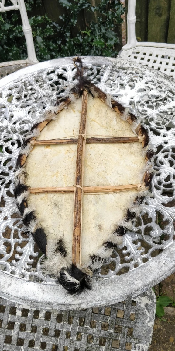 Decorative Hand-Painted Animal Skin Shield