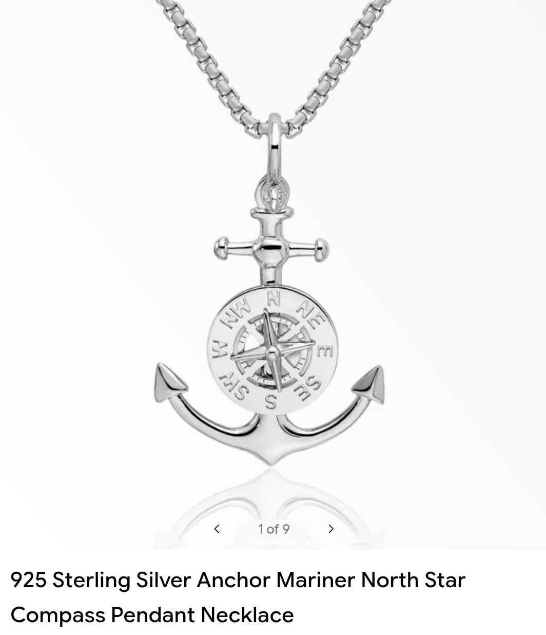 925 Sterling Silver Anchor Compass Pendant Necklace - photo 5