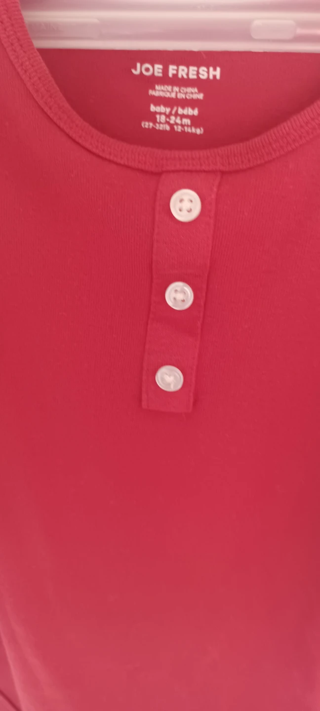 Joe Fresh Baby Red Long Sleeve Bodysuit 18-24 Months