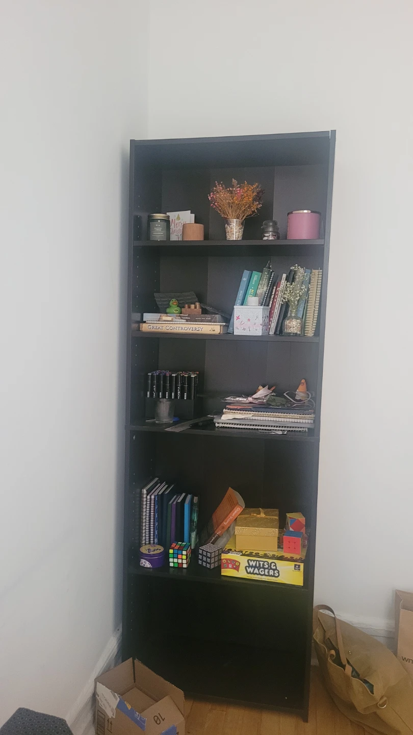 Dark Brown 5-Shelf Bookshelf