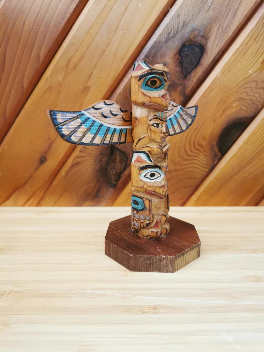 Vintage Alaska Black Diamond Totem Raven And Maiden - photo 3