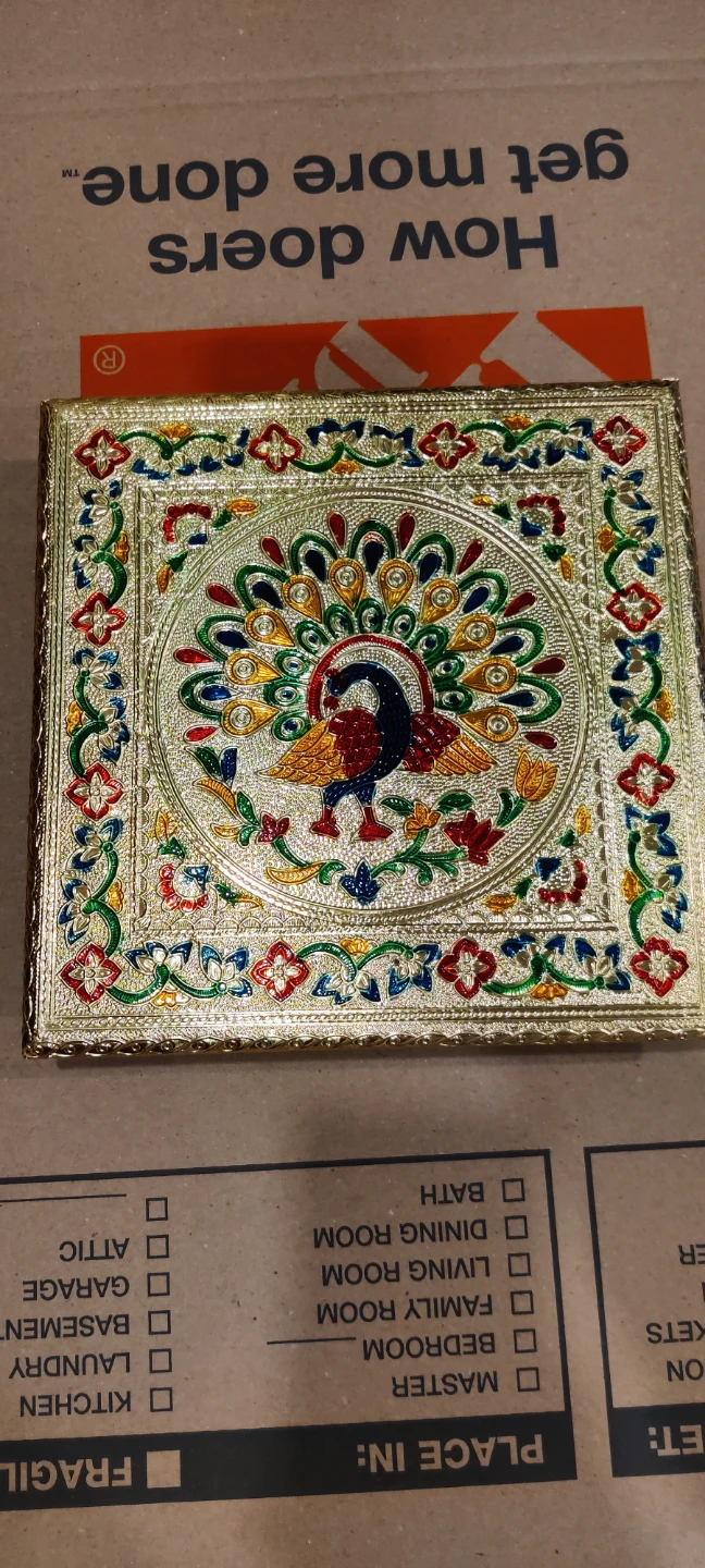 Decorative Peacock Golden Stand for Pooja room