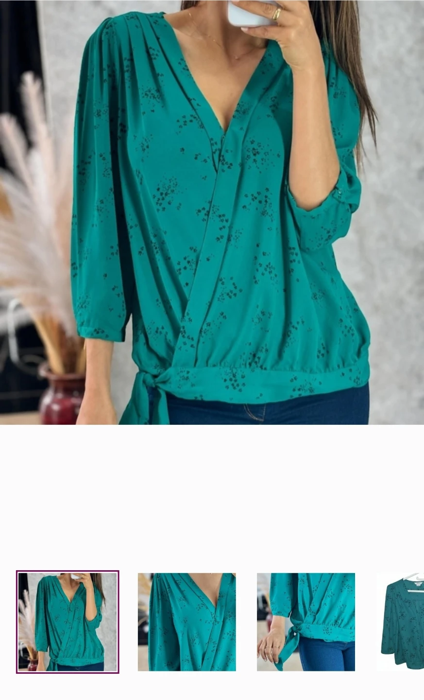 Reitmans Teal Floral Wrap Top - Size US 0