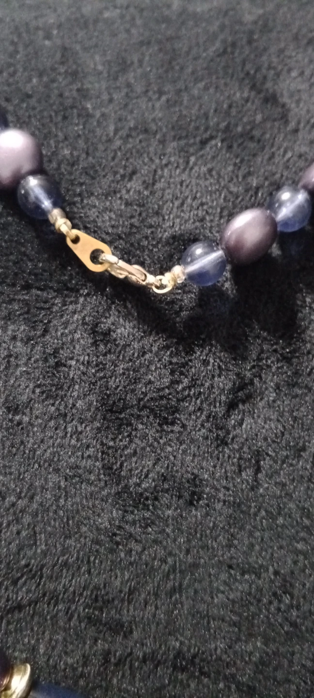 Beaded Necklace with Purple and Blue Stones - photo 2