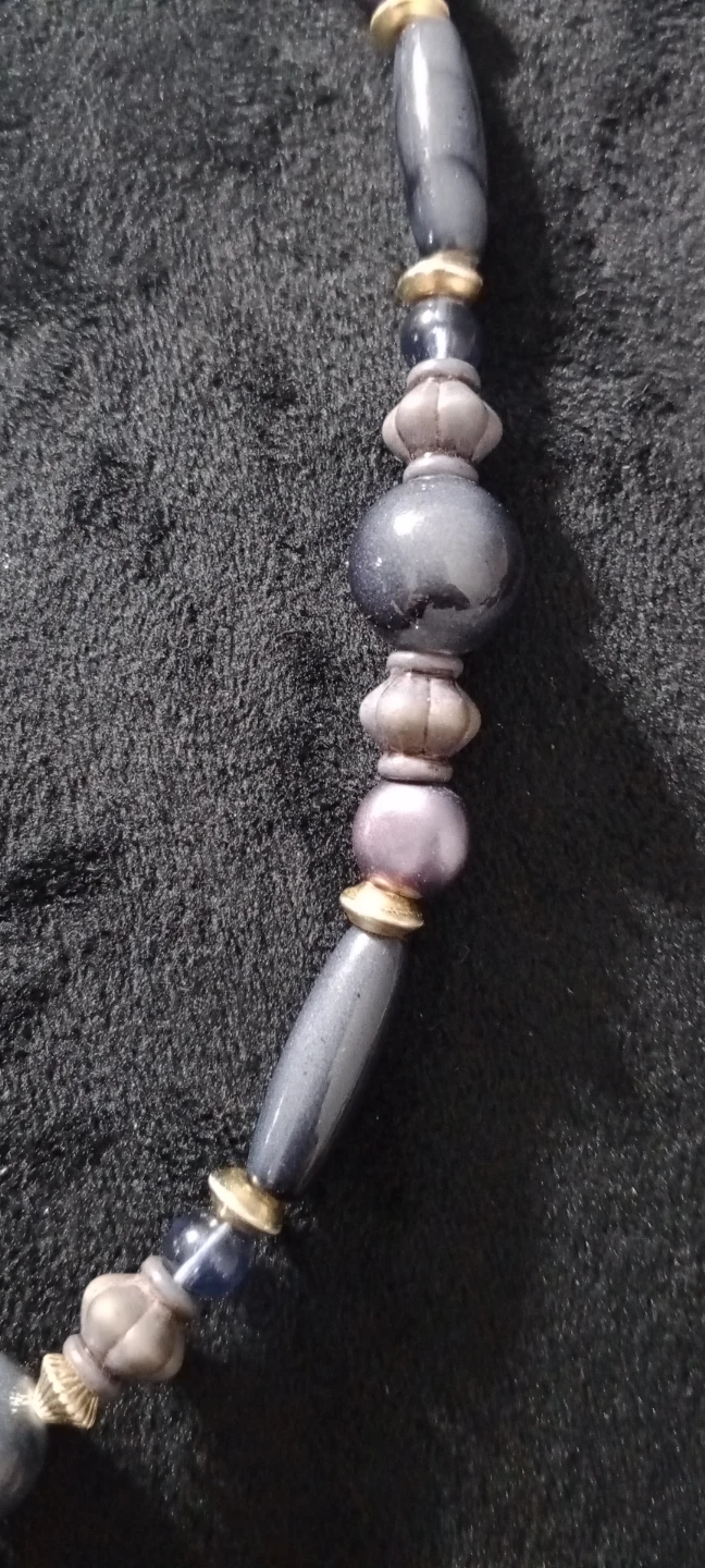 Beaded Necklace with Purple and Blue Stones - photo 3