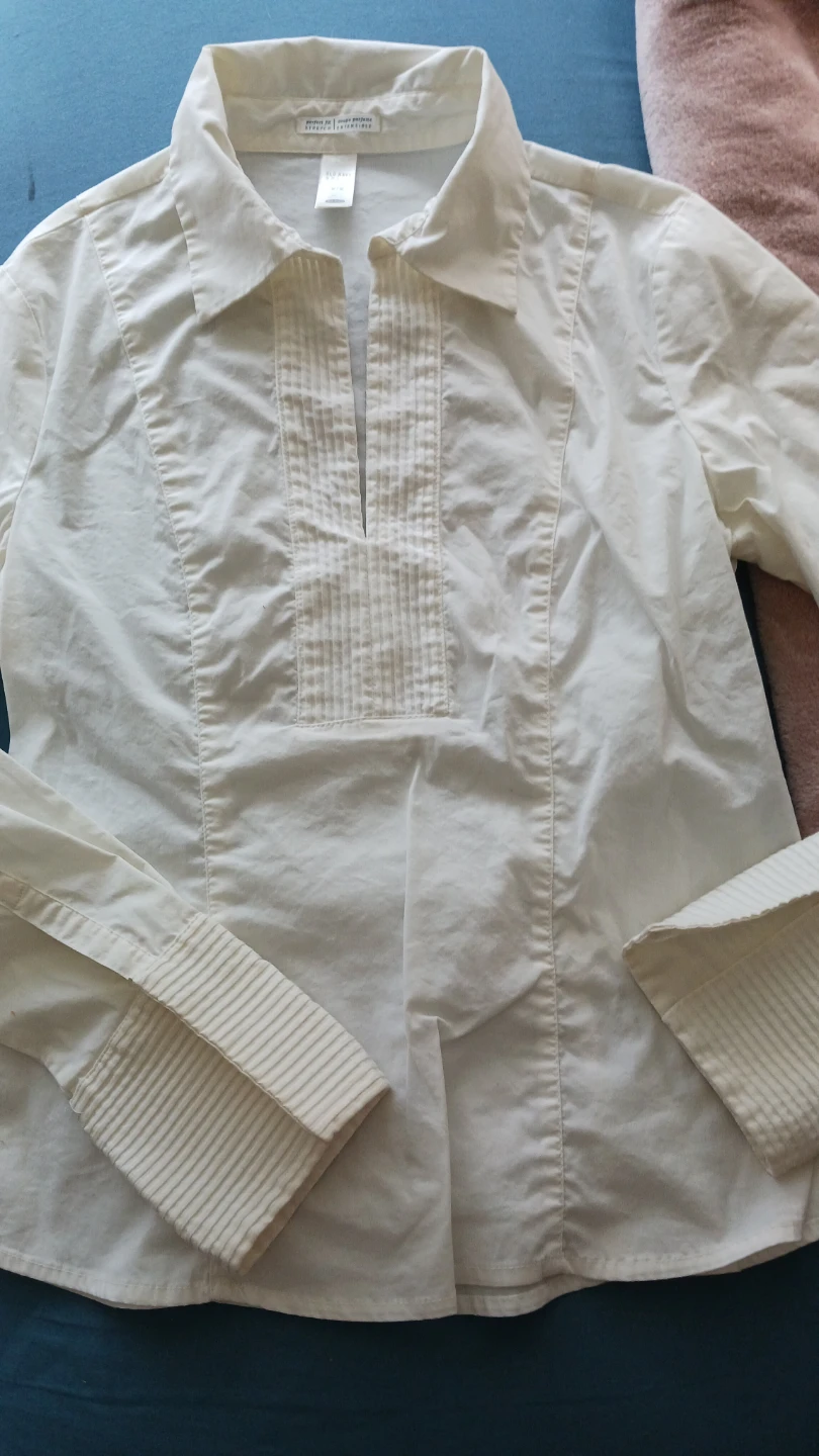 Old Navy White Pleated Tuxido Shirt