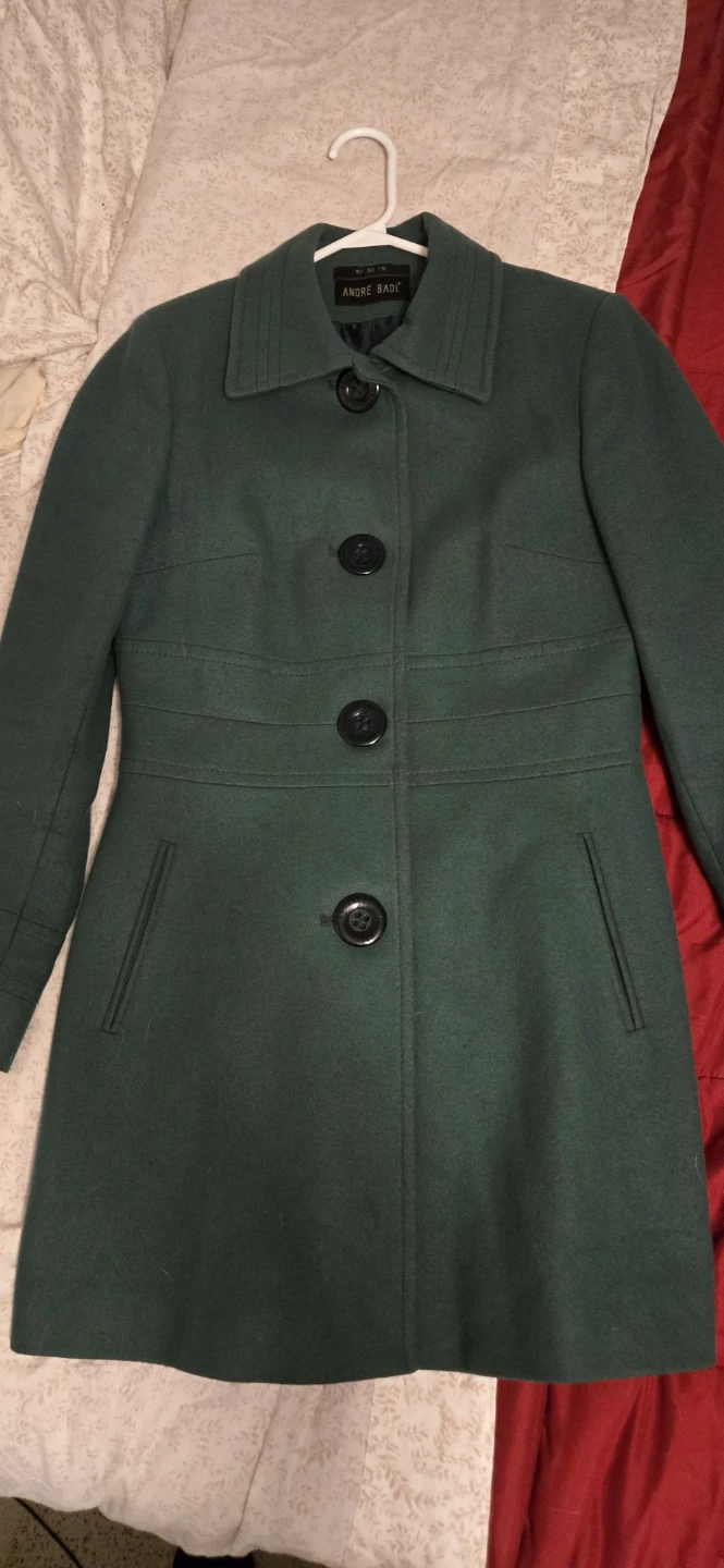 ANDRE BANC Women's Green Wool Blend Coat