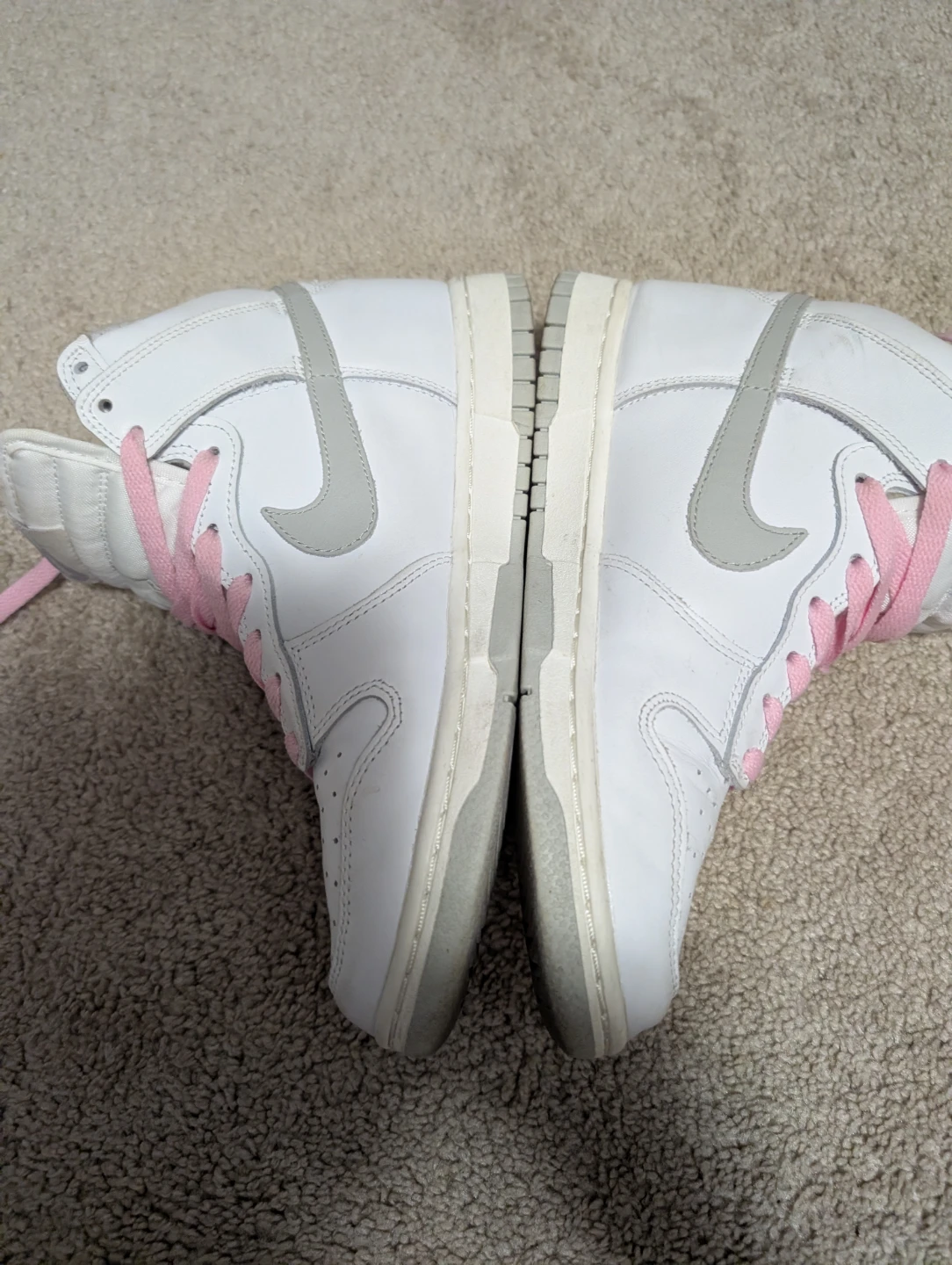 Nike Dunk High Top Sneakers White Pink Laces - photo 4