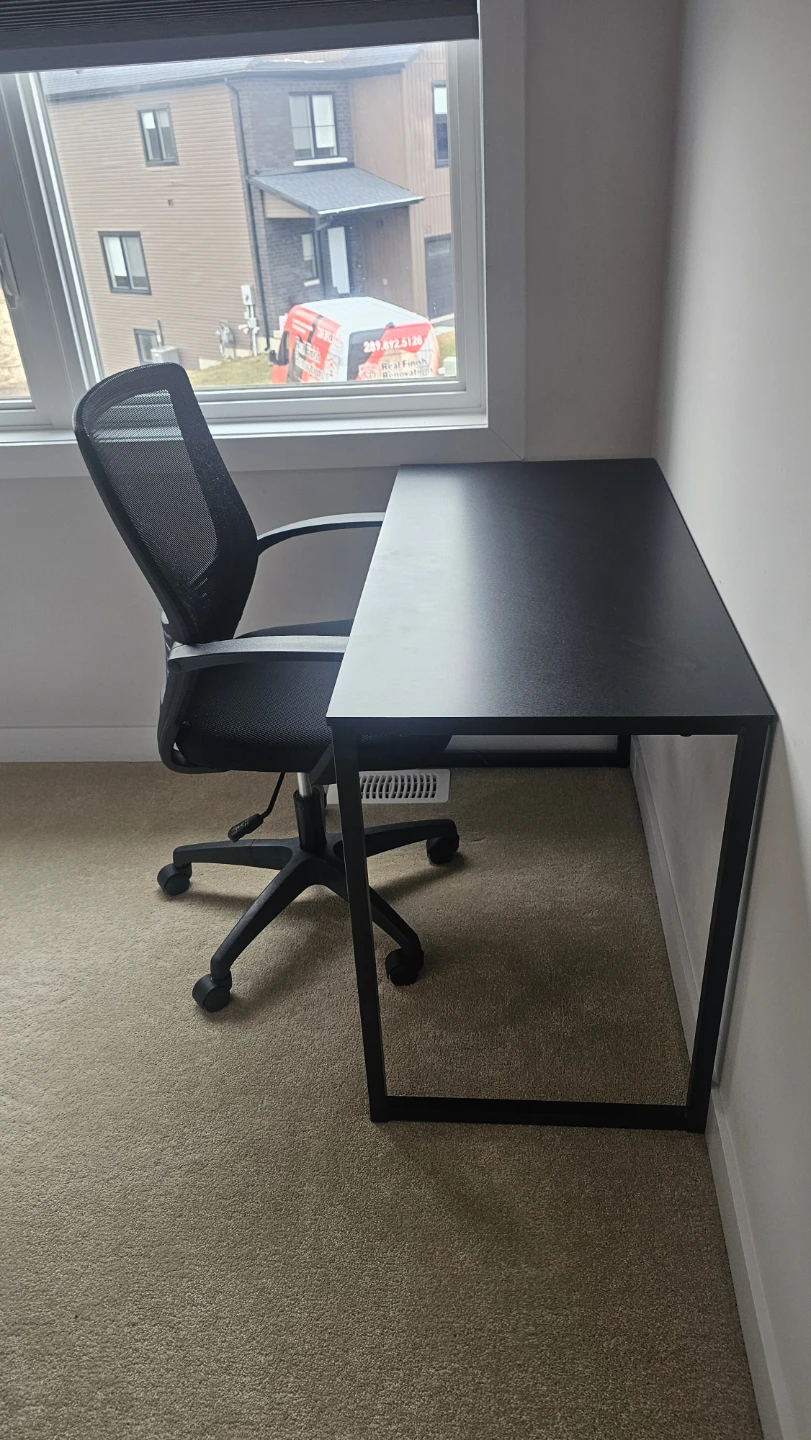 Black Metal Frame Desk with Mesh Chair