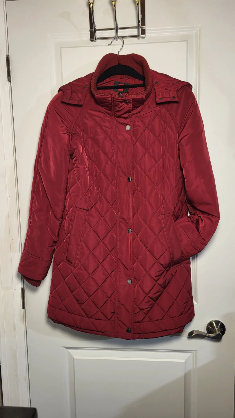Red Quilted Hooded Jacket