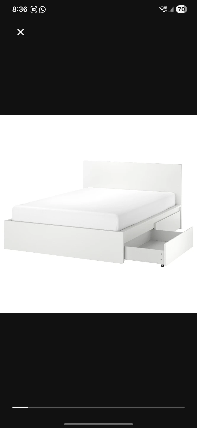 White Bed Frame with Drawers with mattress
