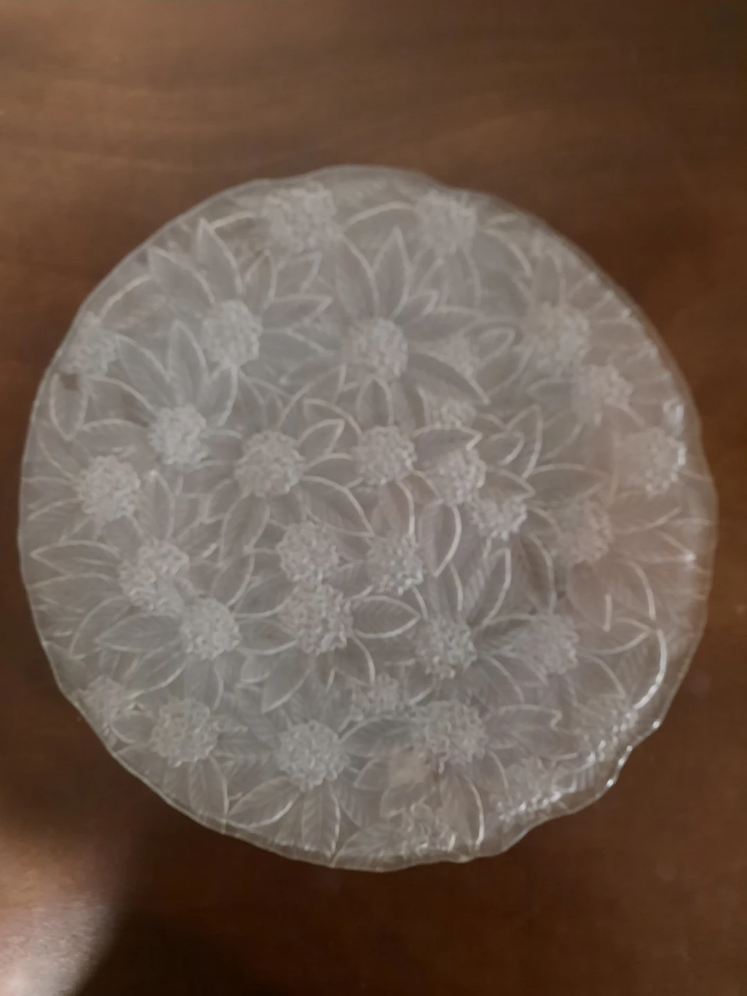 Frosted Glass Plate with Floral Design