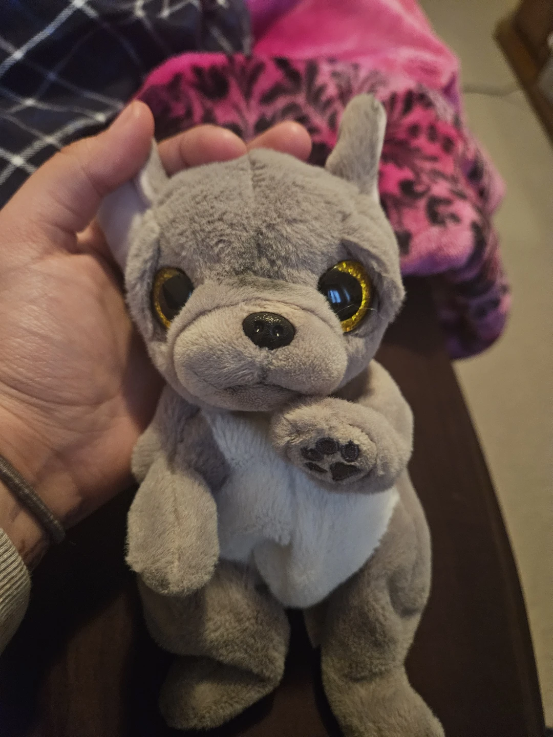 Grey Plush Dog Stuffed Animal Toy
