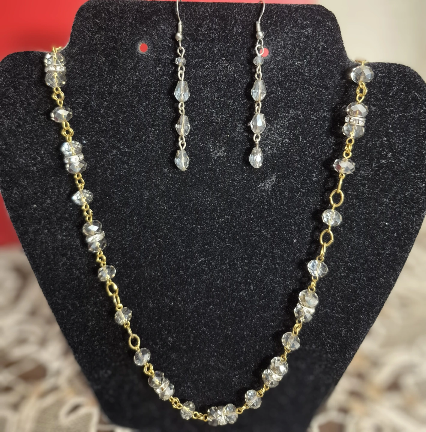 Crystal Bead Necklace and Earrings Set