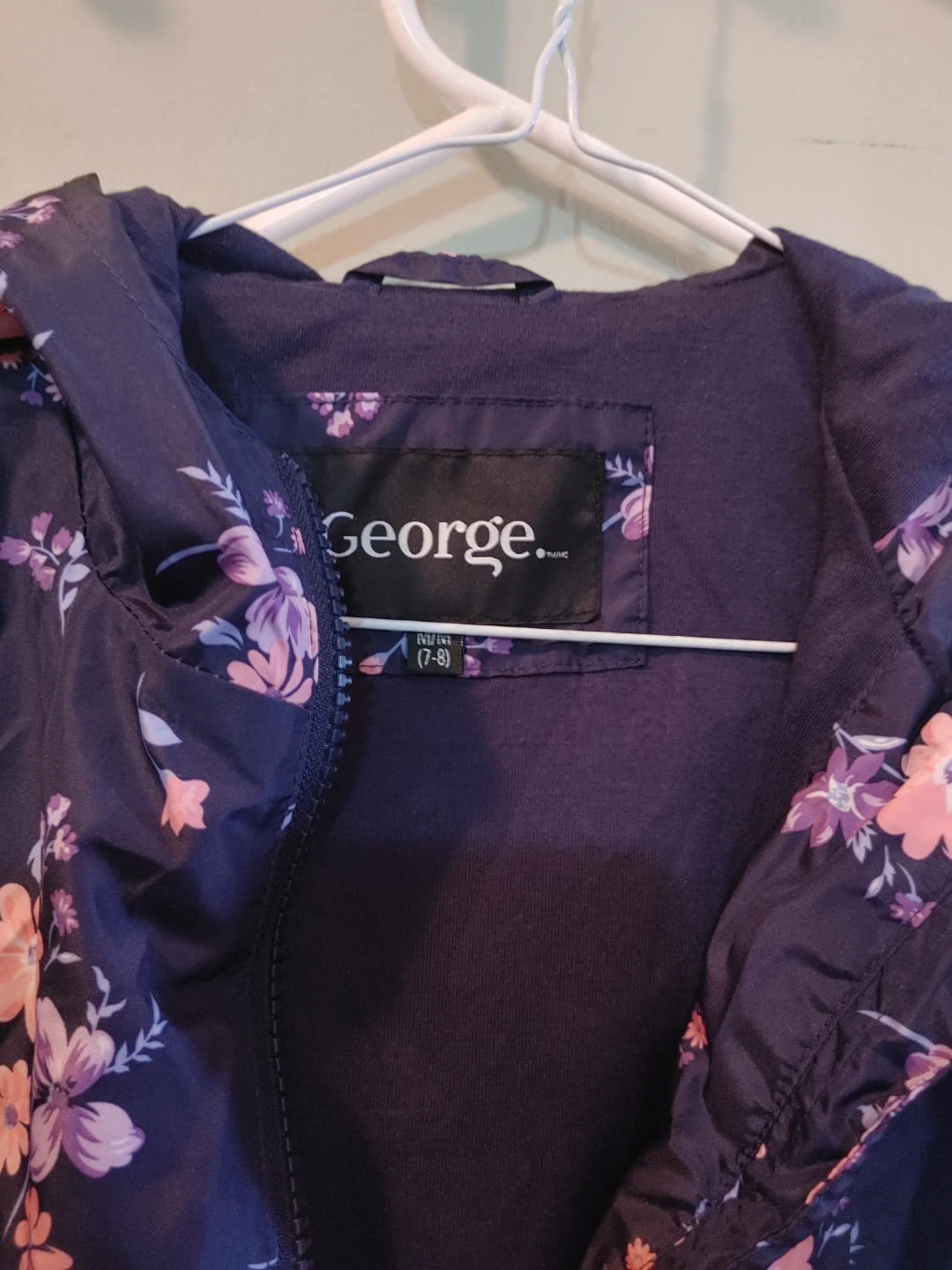 George. Floral Lightweight Hooded Jacket - Size 7-8 - photo 2
