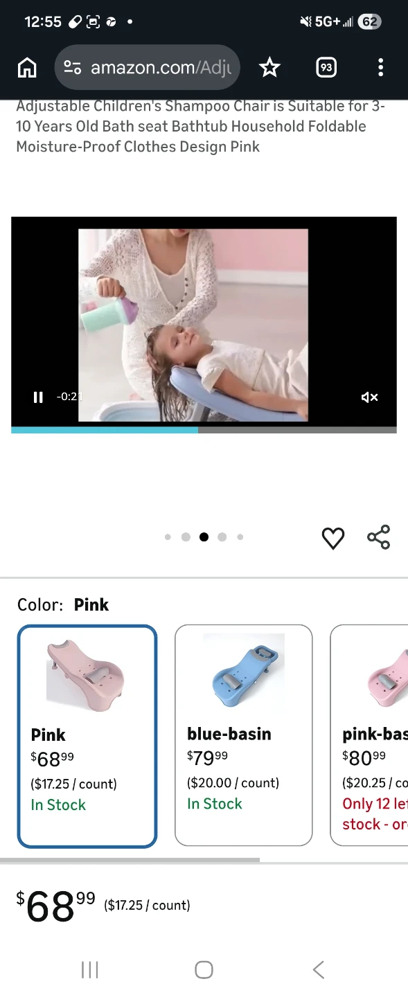 🧡Adjustable Children's Shampoo Chair - Pink - photo 4