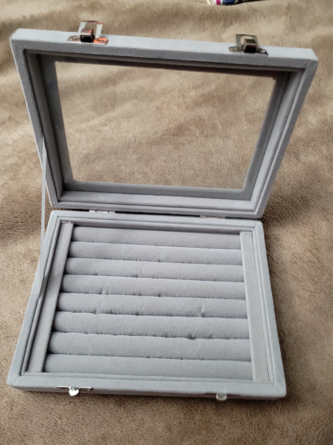 Grey Velvet Jewelry Organizer Box🧡 declutter - photo 2