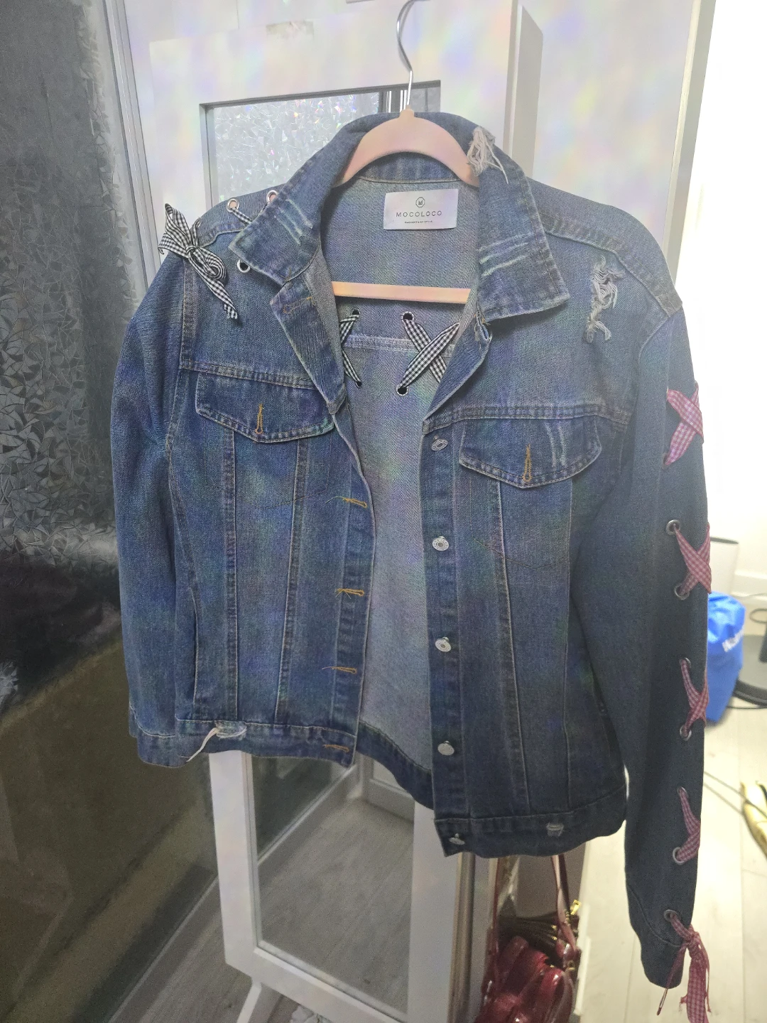 MOCOLOCO Denim Jacket with Ribbon Lacing - photo 2