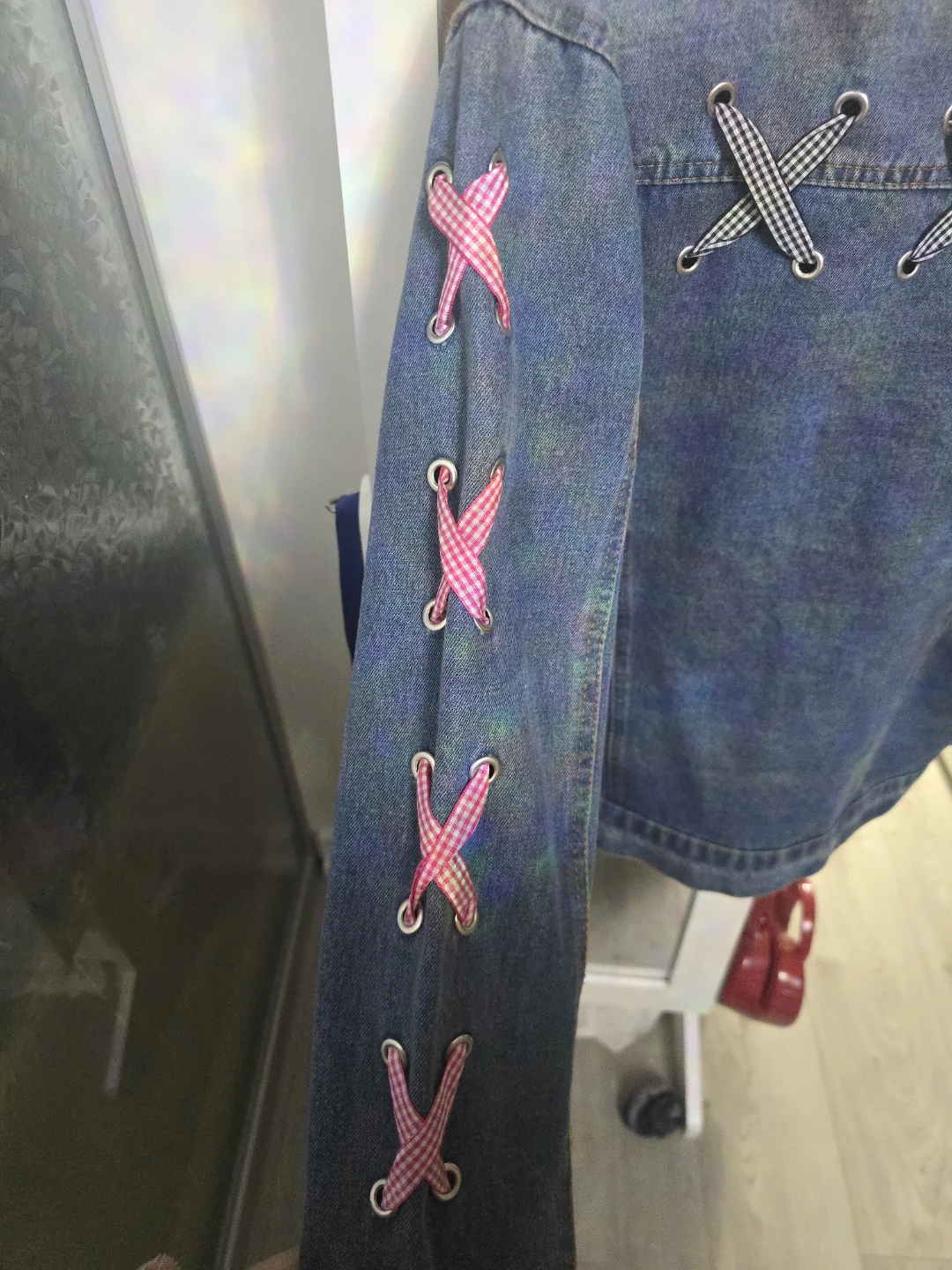 MOCOLOCO Denim Jacket with Ribbon Lacing - photo 4