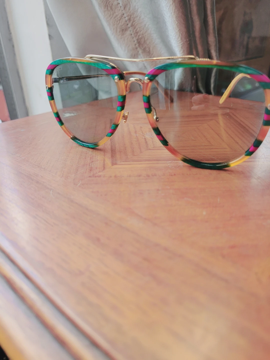 GUCCI Multicolor Striped Acetate Eyeglasses