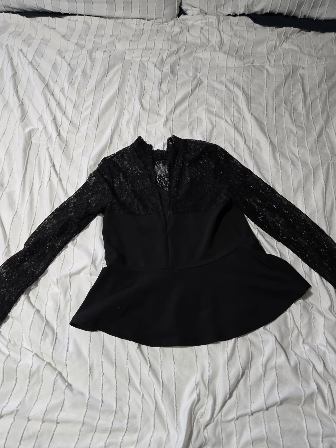 ReVamped Black Lace Peplum Top - Size L