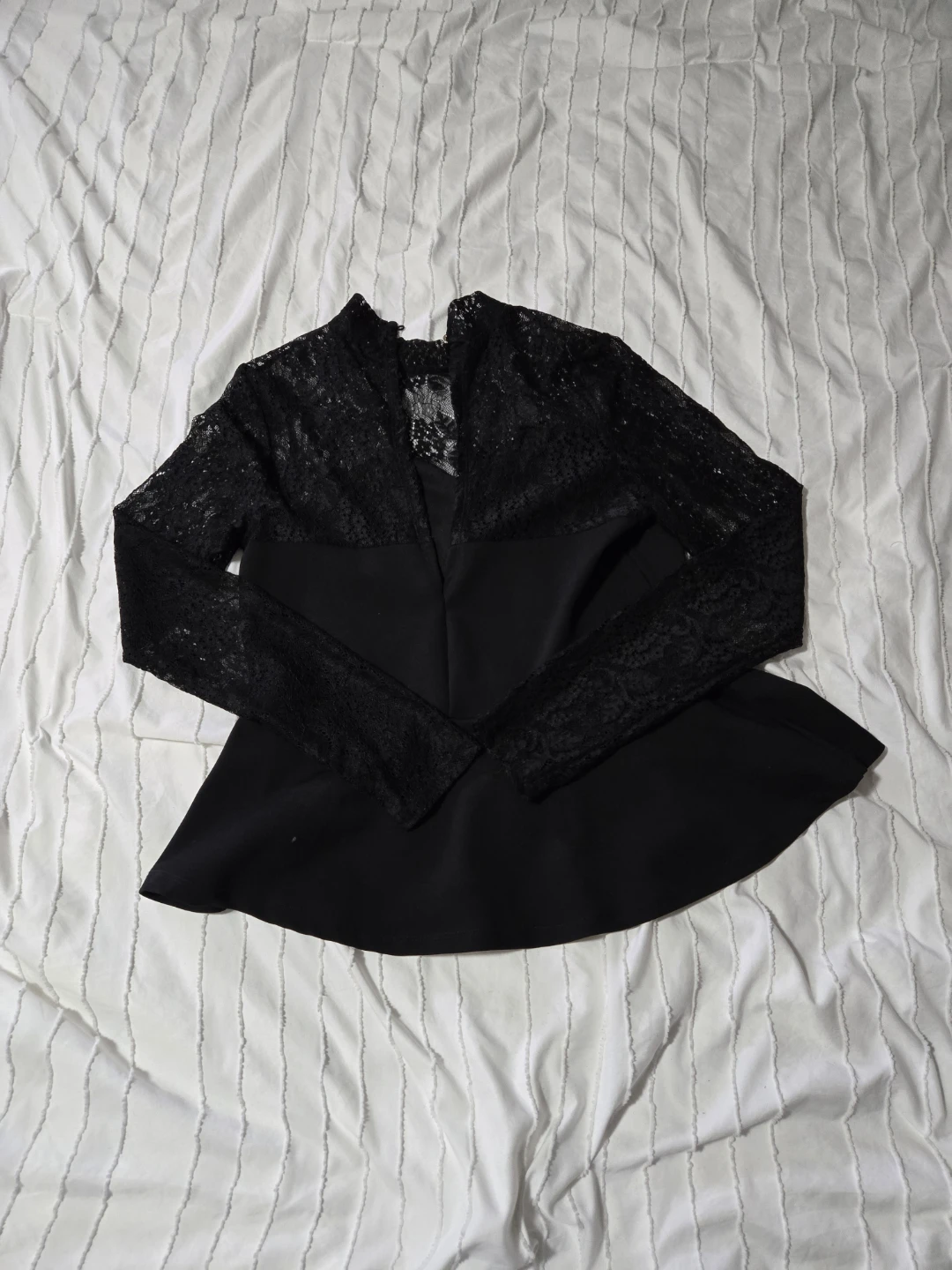 ReVamped Black Lace Peplum Top - Size L - photo 2