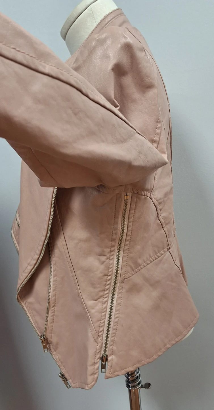 Pink Faux Leather Moto Jacket - photo 5