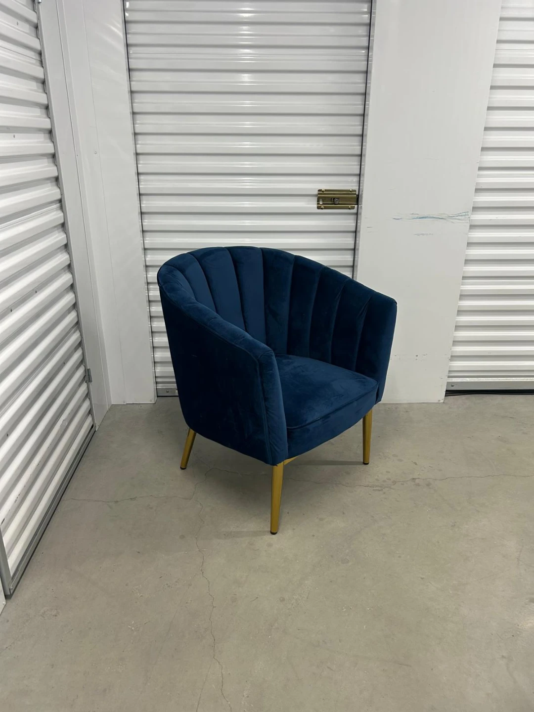 Navy Blue Velvet Armchair with Gold Legs