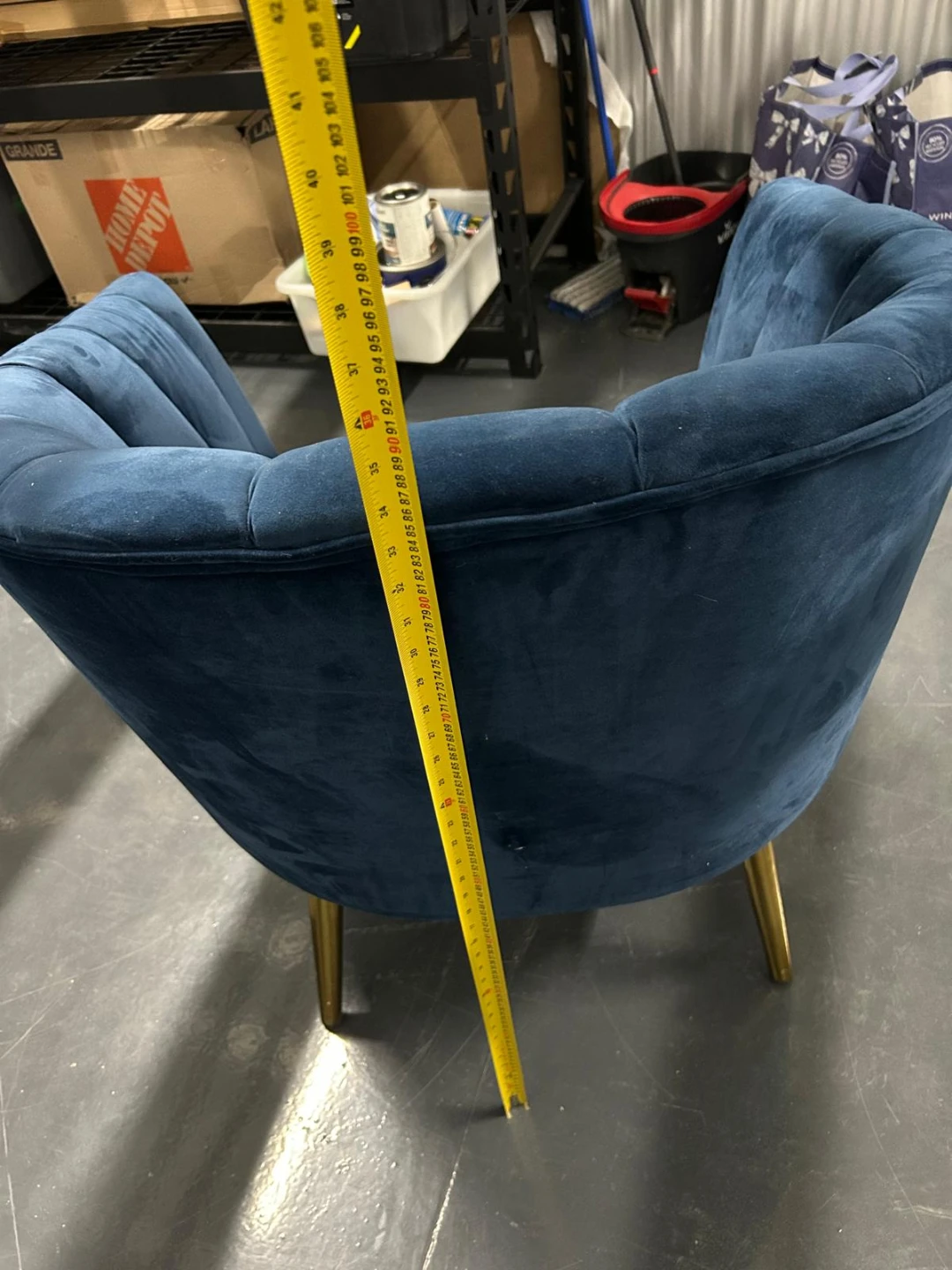 Navy Blue Velvet Armchair with Gold Legs - photo 4