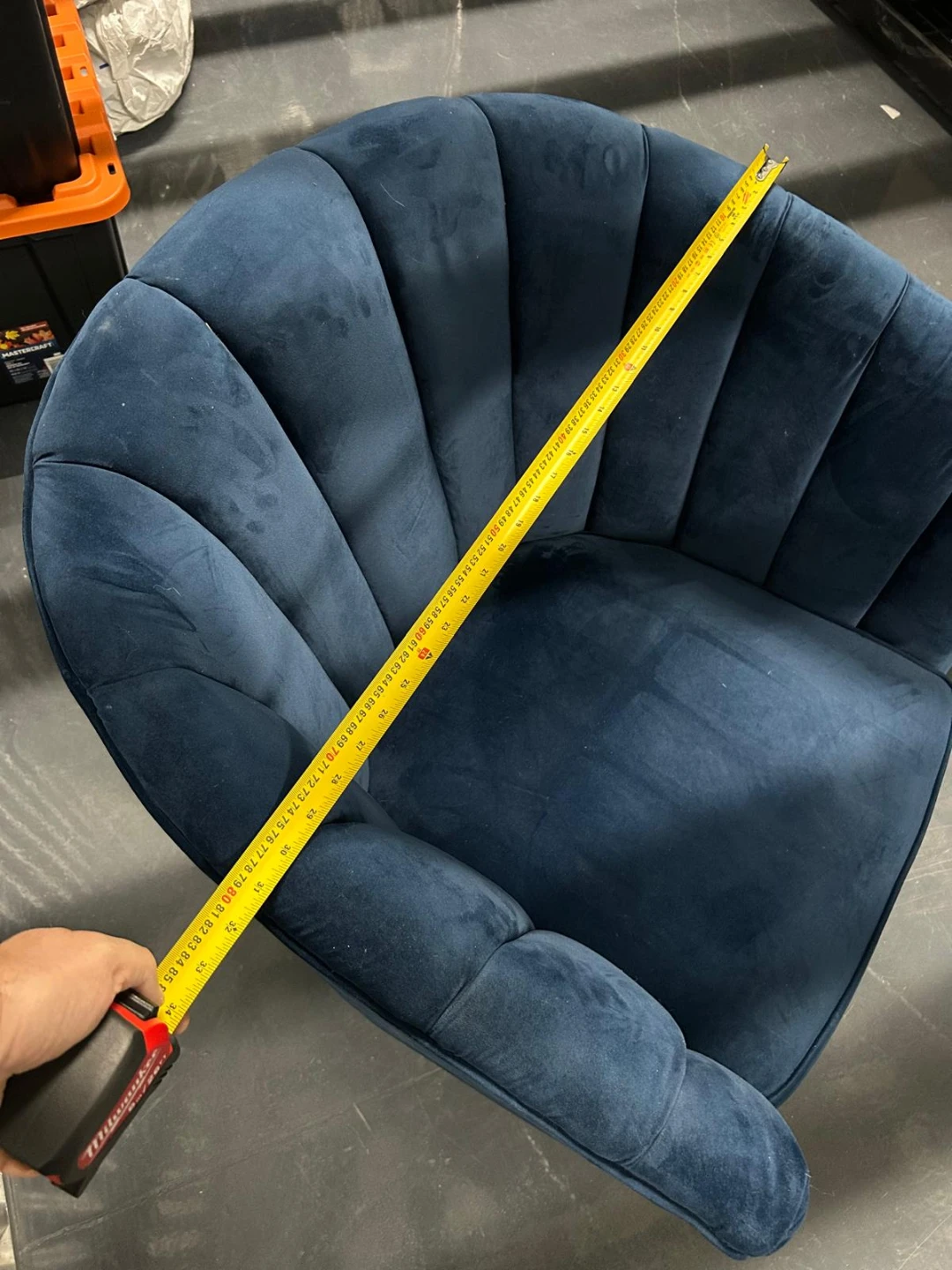 Navy Blue Velvet Armchair with Gold Legs - photo 5
