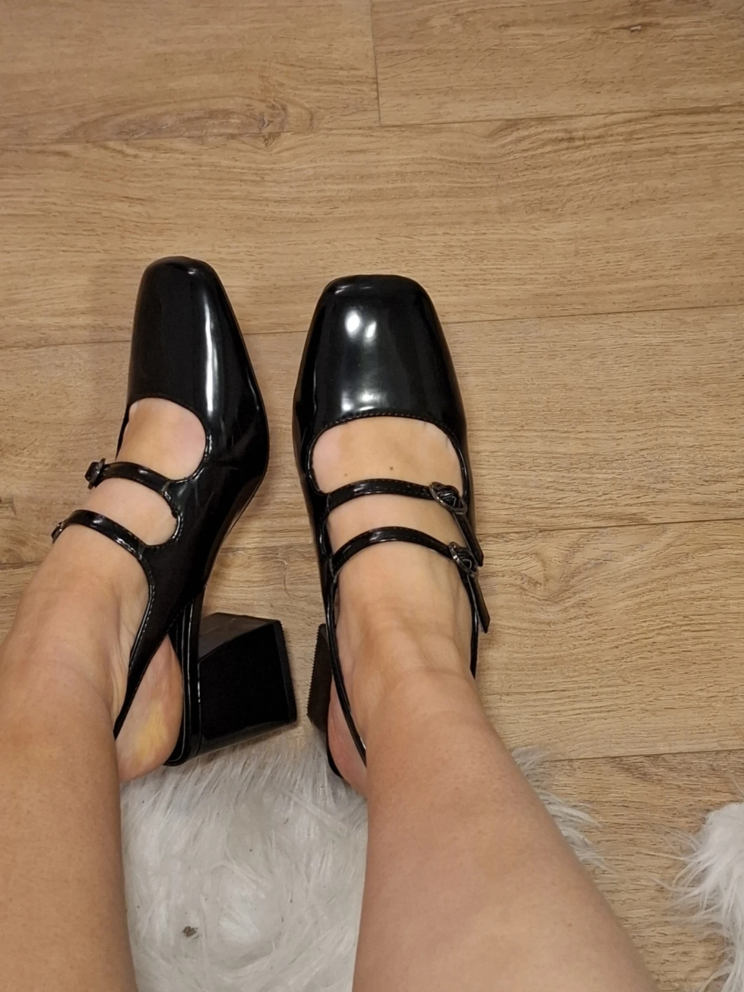 Black Patent Mary Jane Block Heels Size 37 - photo 4