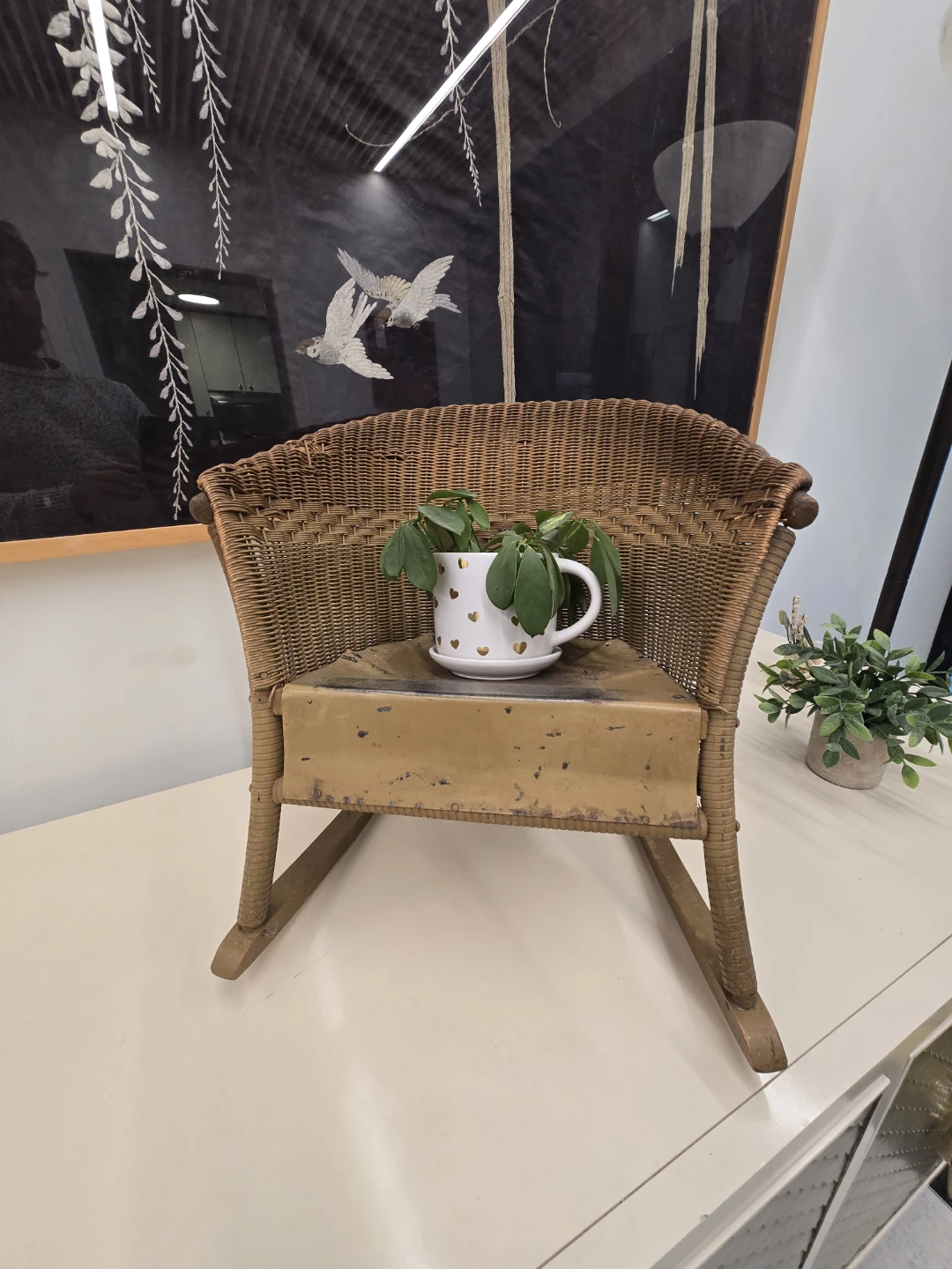 Vintage Bohemian Rocking Chair Plant Stand - photo 2