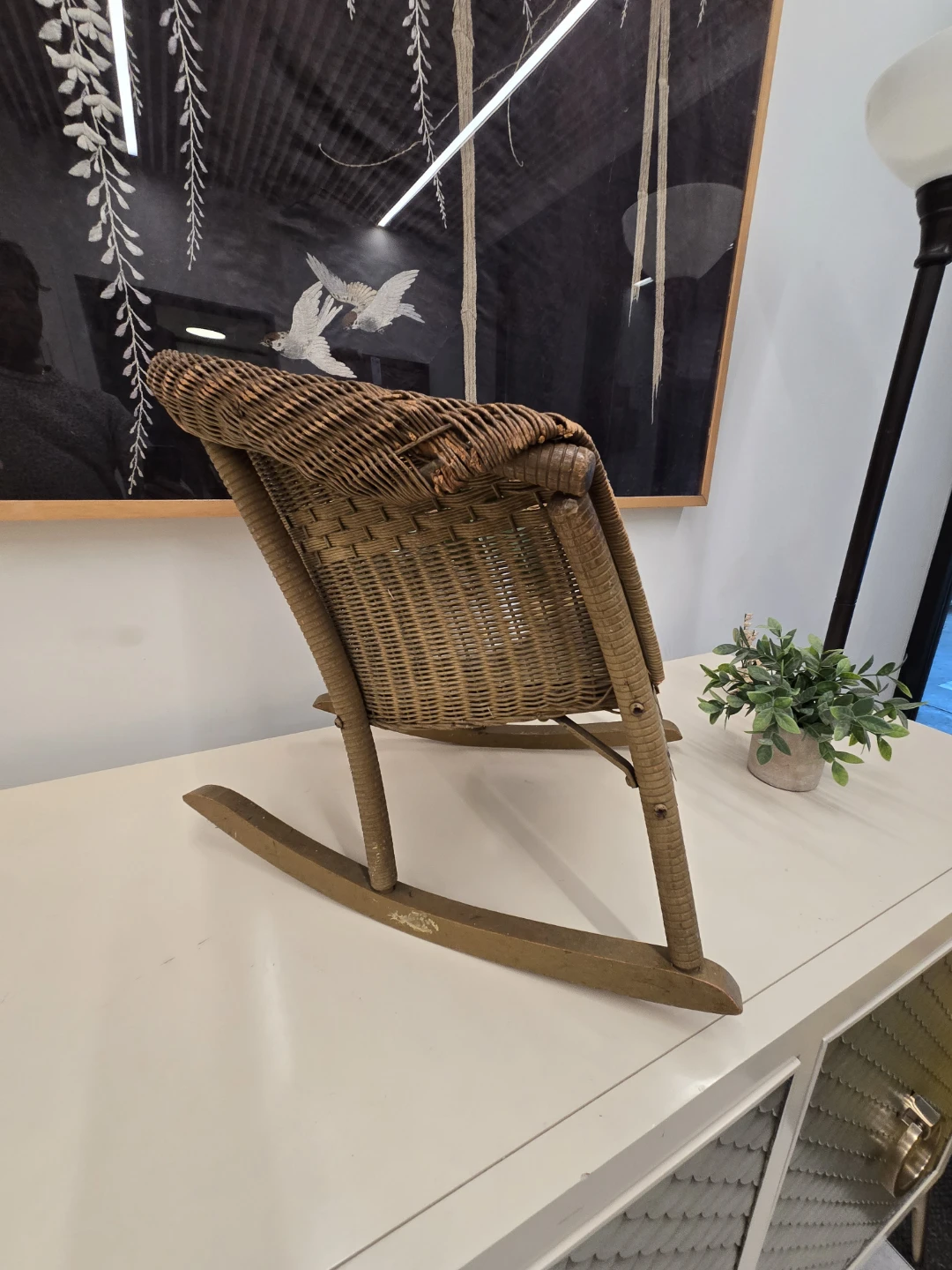 Vintage Bohemian Rocking Chair Plant Stand - photo 3