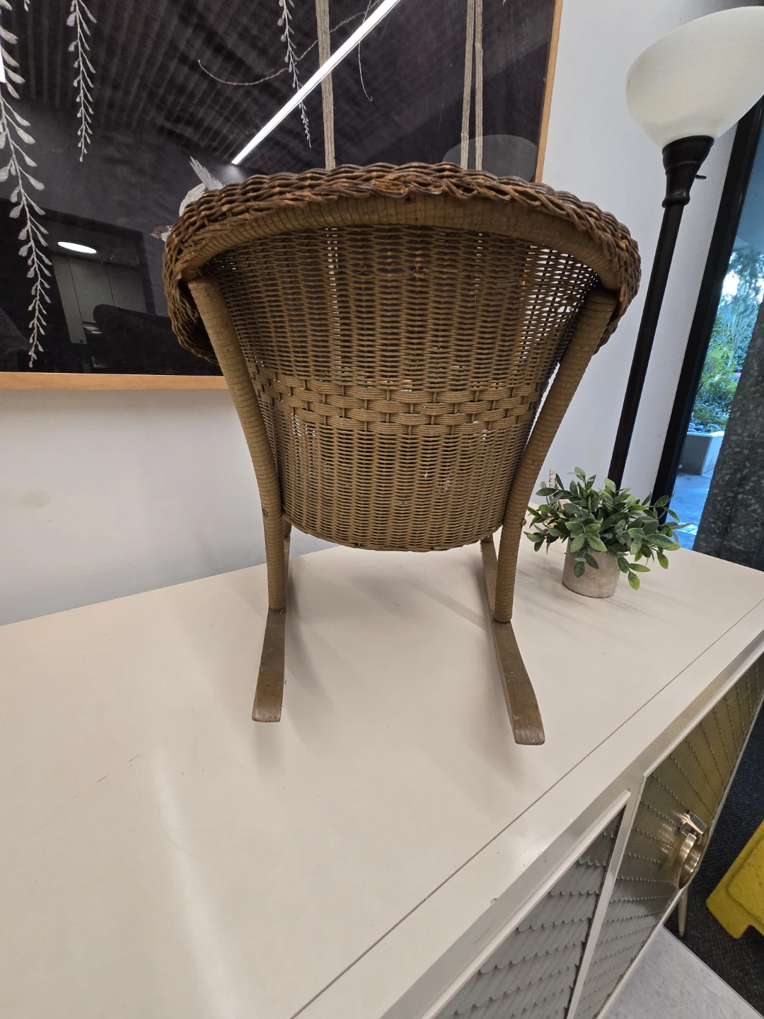 Vintage Bohemian Rocking Chair Plant Stand - photo 4