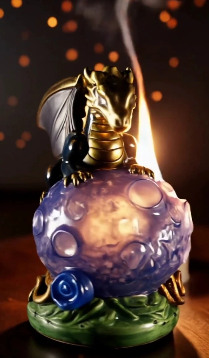 Figurine de dragon sur lune décorative - photo 3
