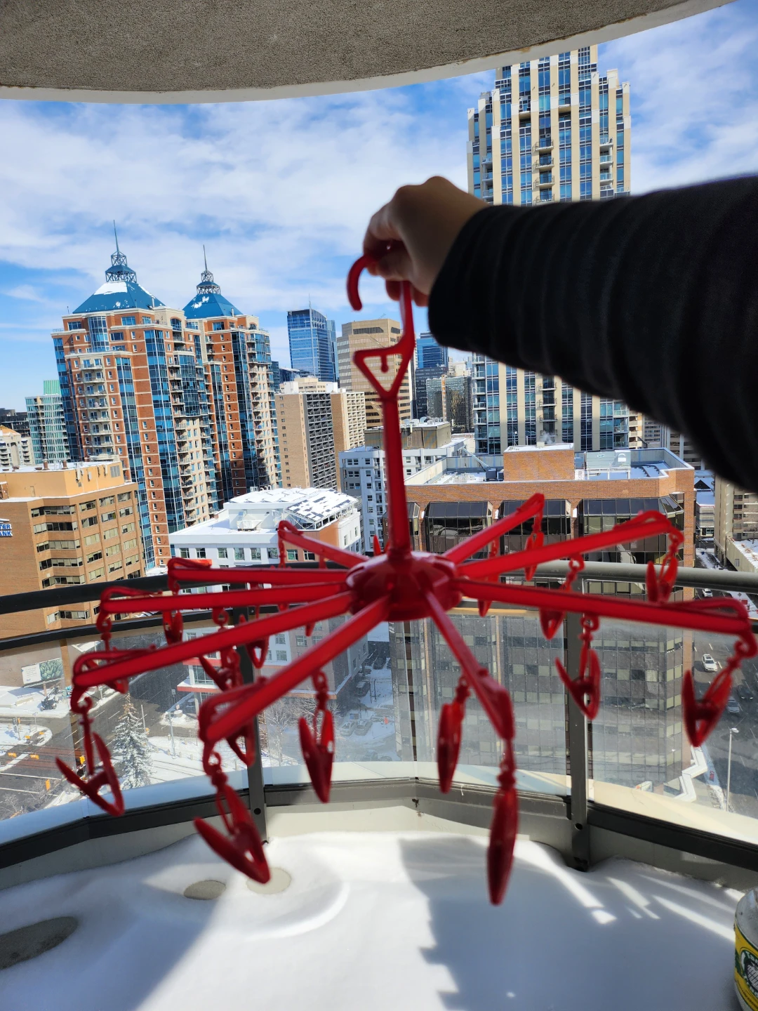 2 of the Red Folding Clothes Drying Hanger with Clips