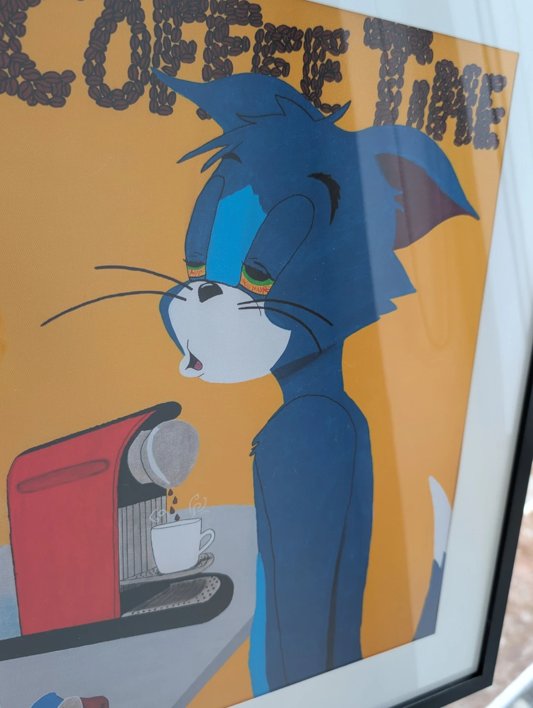 Framed tired Cat needs"Coffee Time" 42x52cm frame - photo 3