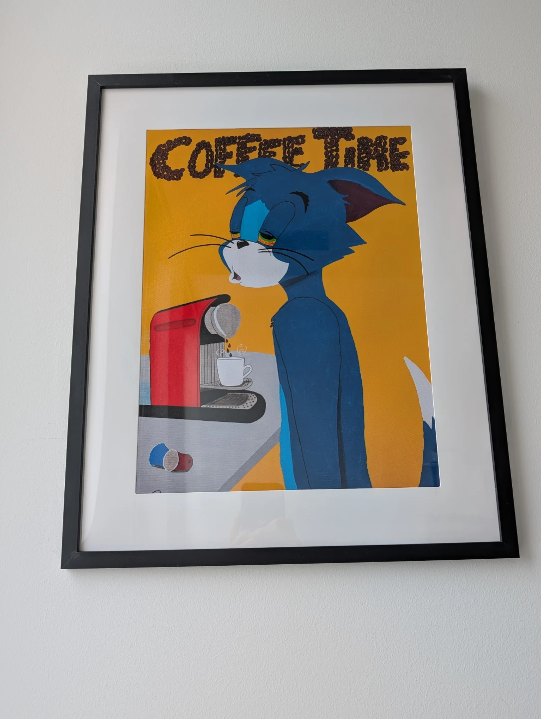 Framed tired Cat needs"Coffee Time" 42x52cm frame - photo 4