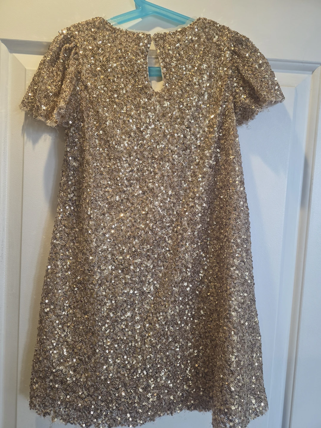 Girls' Gold Sequin Dress with Black Bow - photo 2