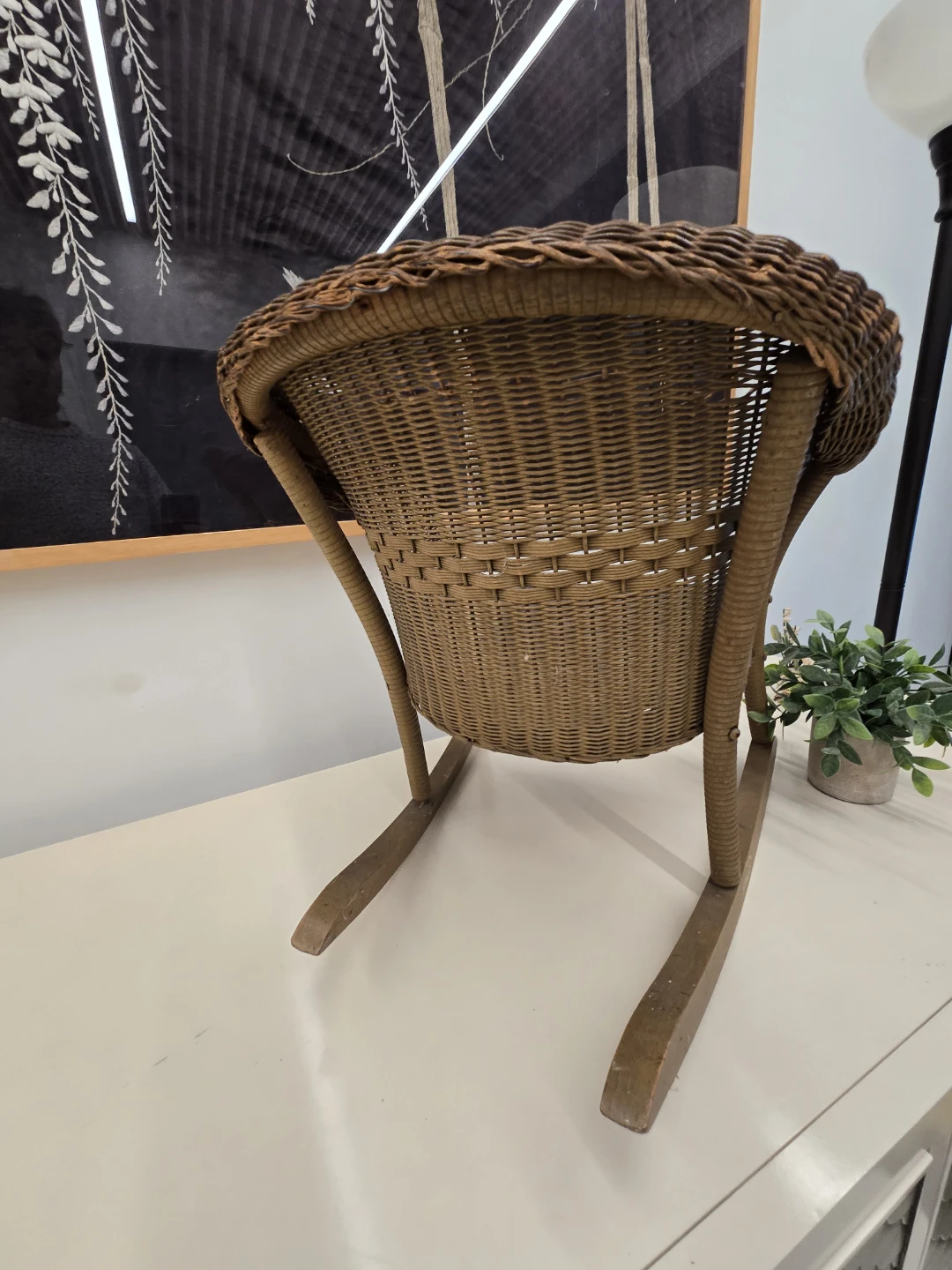 Vintage Bohemian Rocking Chair Plant Stand - photo 5