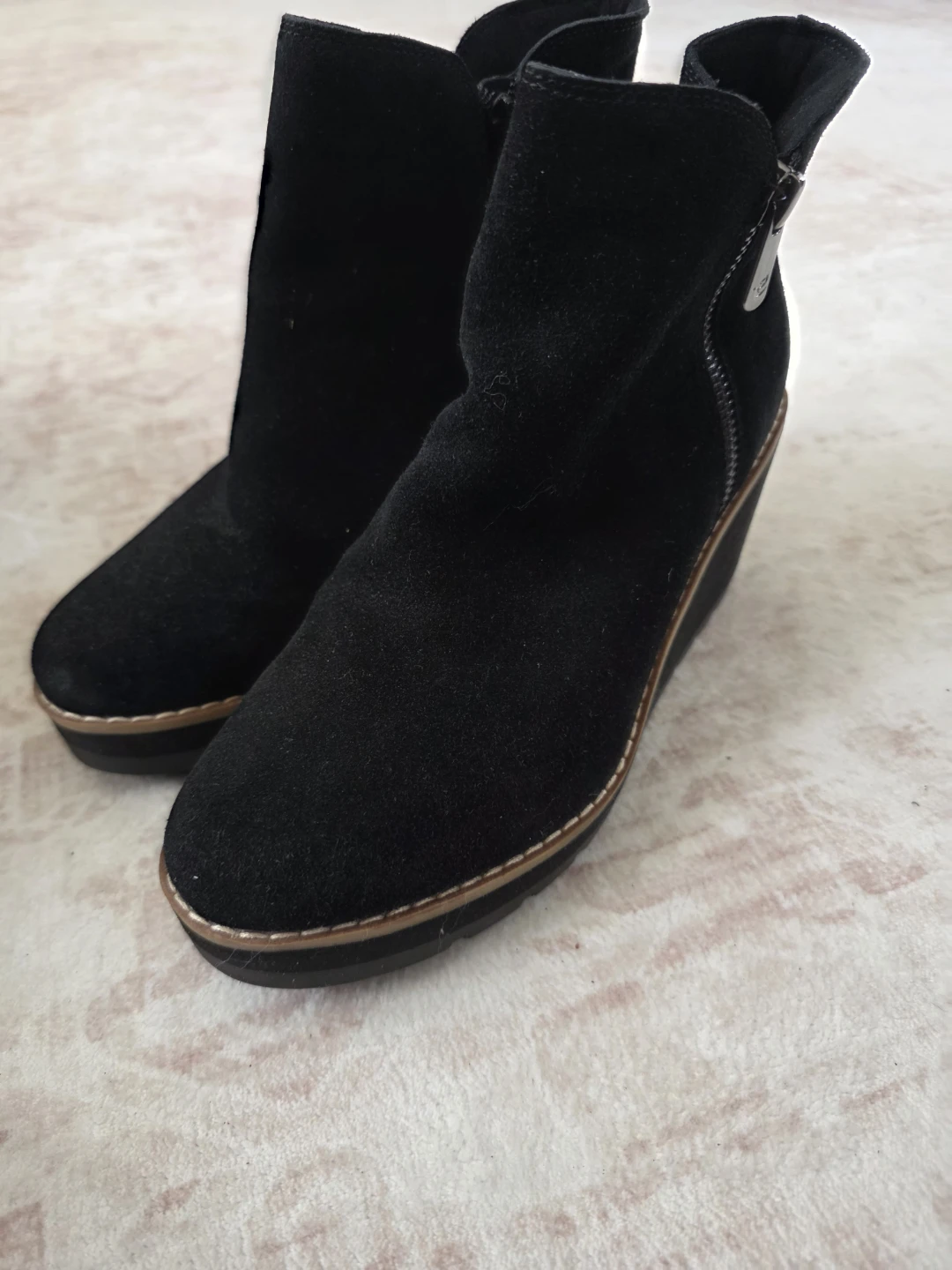 Easy Spirit Black Suede Wedge Ankle Boots - photo 3