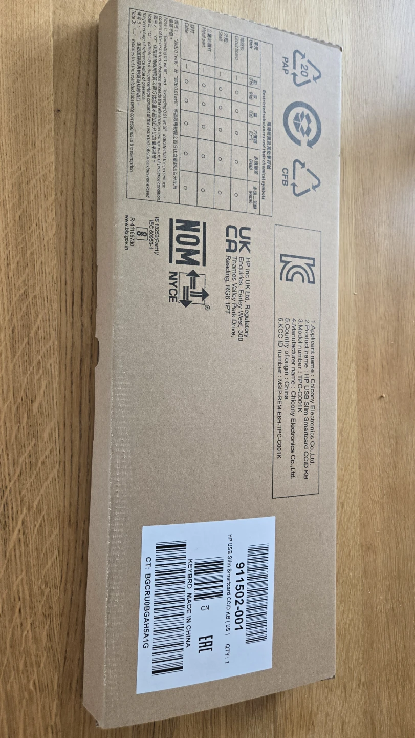 HP USB Slim Smartcard CCID Keyboard TPC-C001K