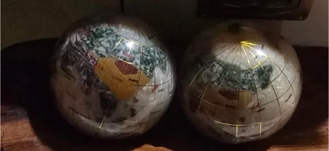 2 Antique crystal Glass Gemstone Globe