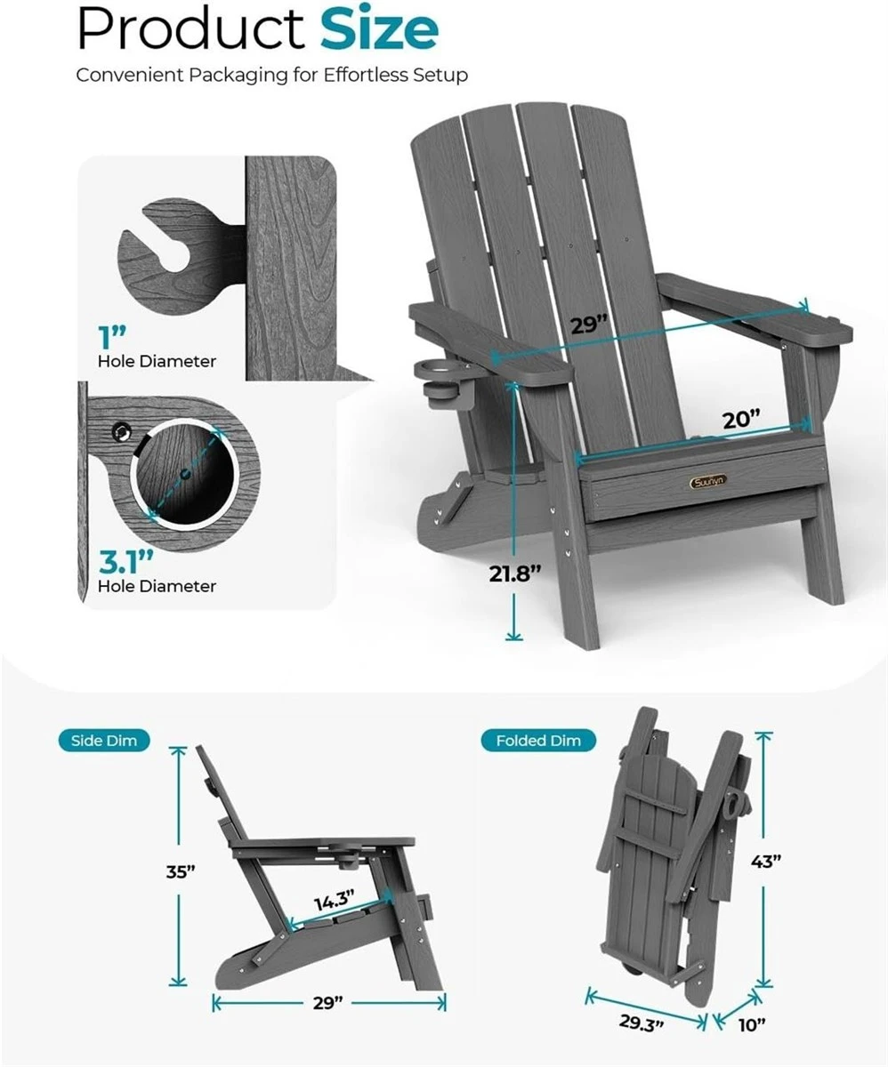 Dark Grey Adirondack Chair - Suvyn - photo 4