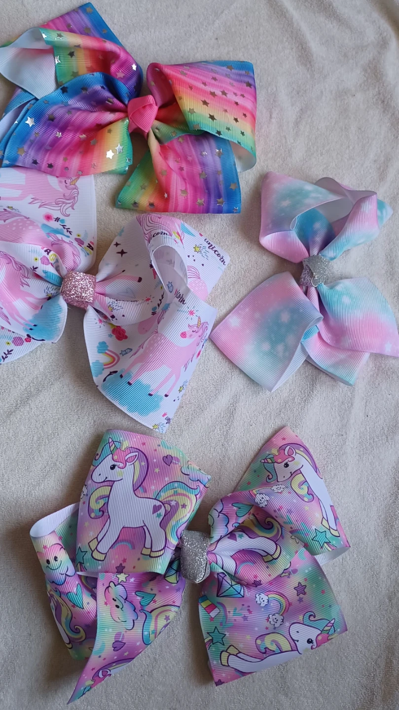 Set of 7 Assorted Unicorn and Rainbow Hair Bows - photo 3