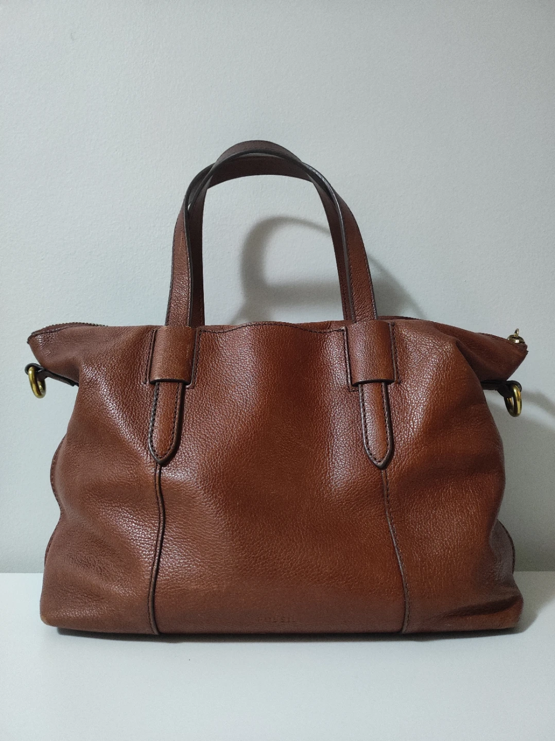 Fossil Brown Leather Tote Bag