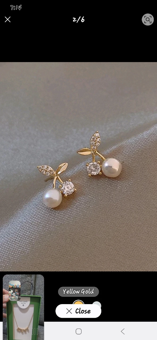 Gold Cherry Pearl & Crystal Stud Earrings - photo 2