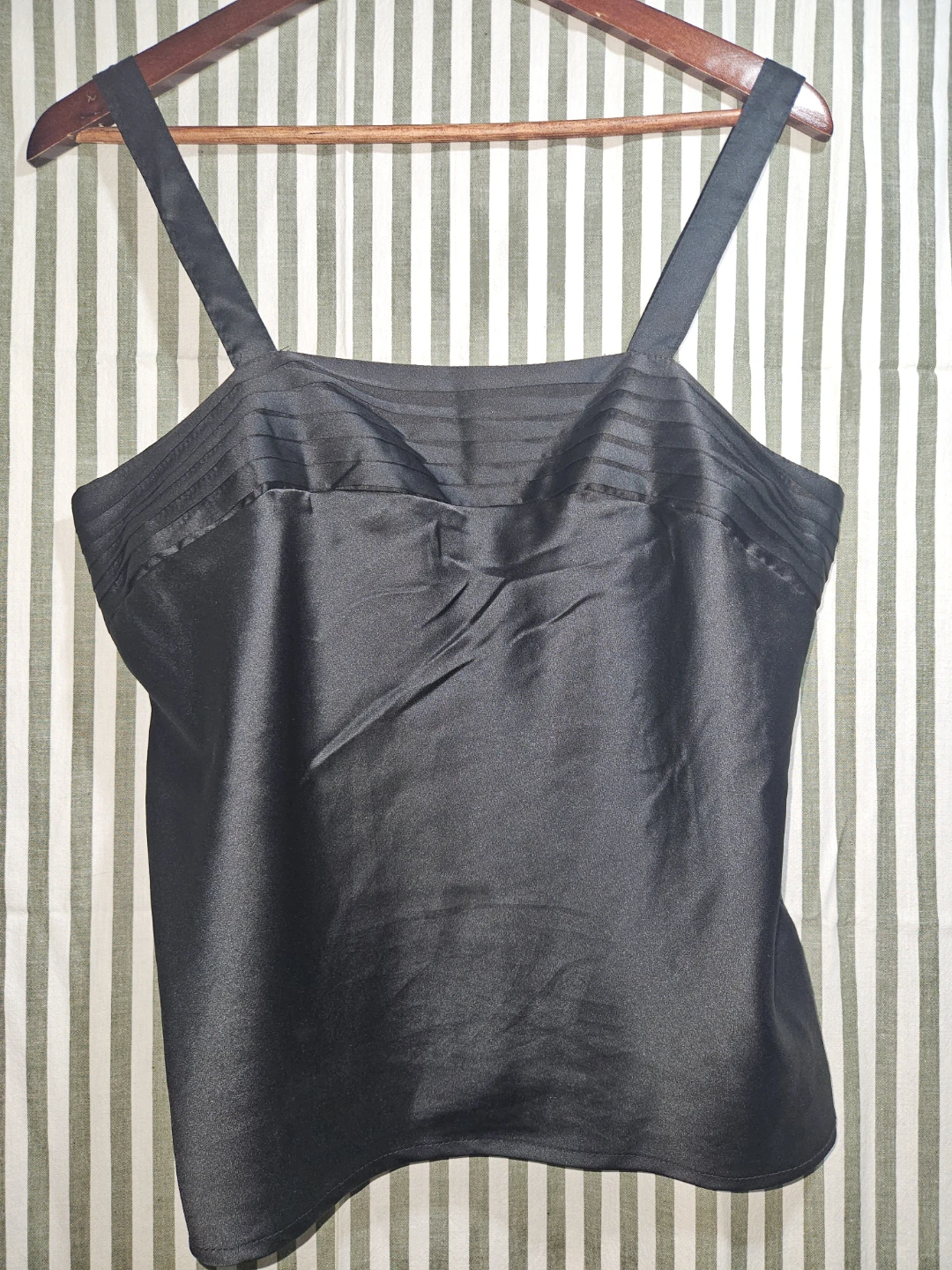 Black satin tank top