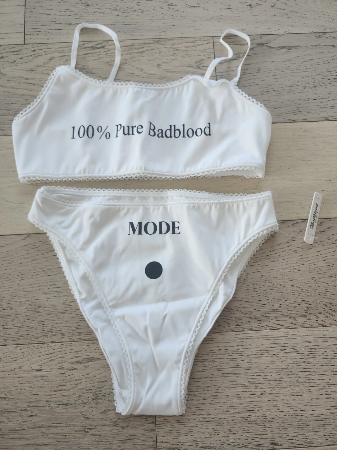 White 100% Pure Badblood & MODE Lingerie Set