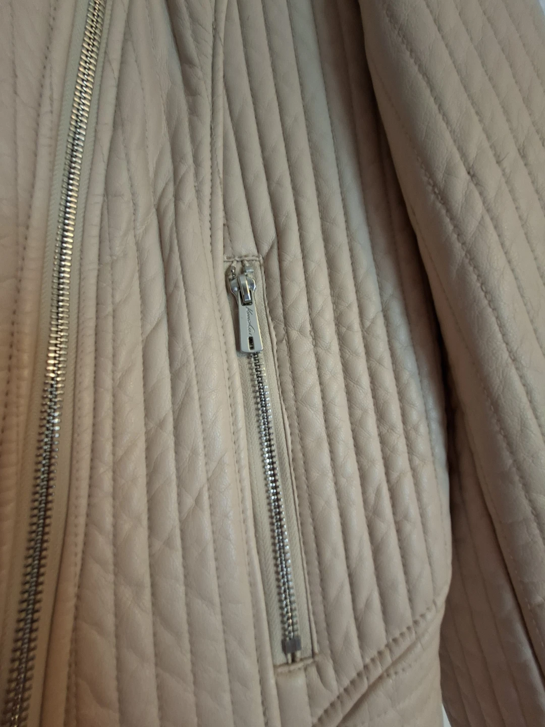 Kenneth Cole Quilted Faux Leather Moto Jacket - Cream/pink XL - photo 3